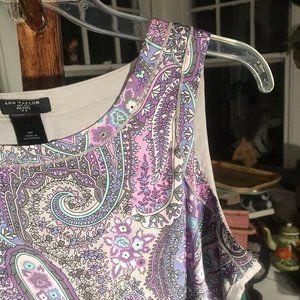Ann Taylor Sleeveless Top Purple Gray Paisley MP